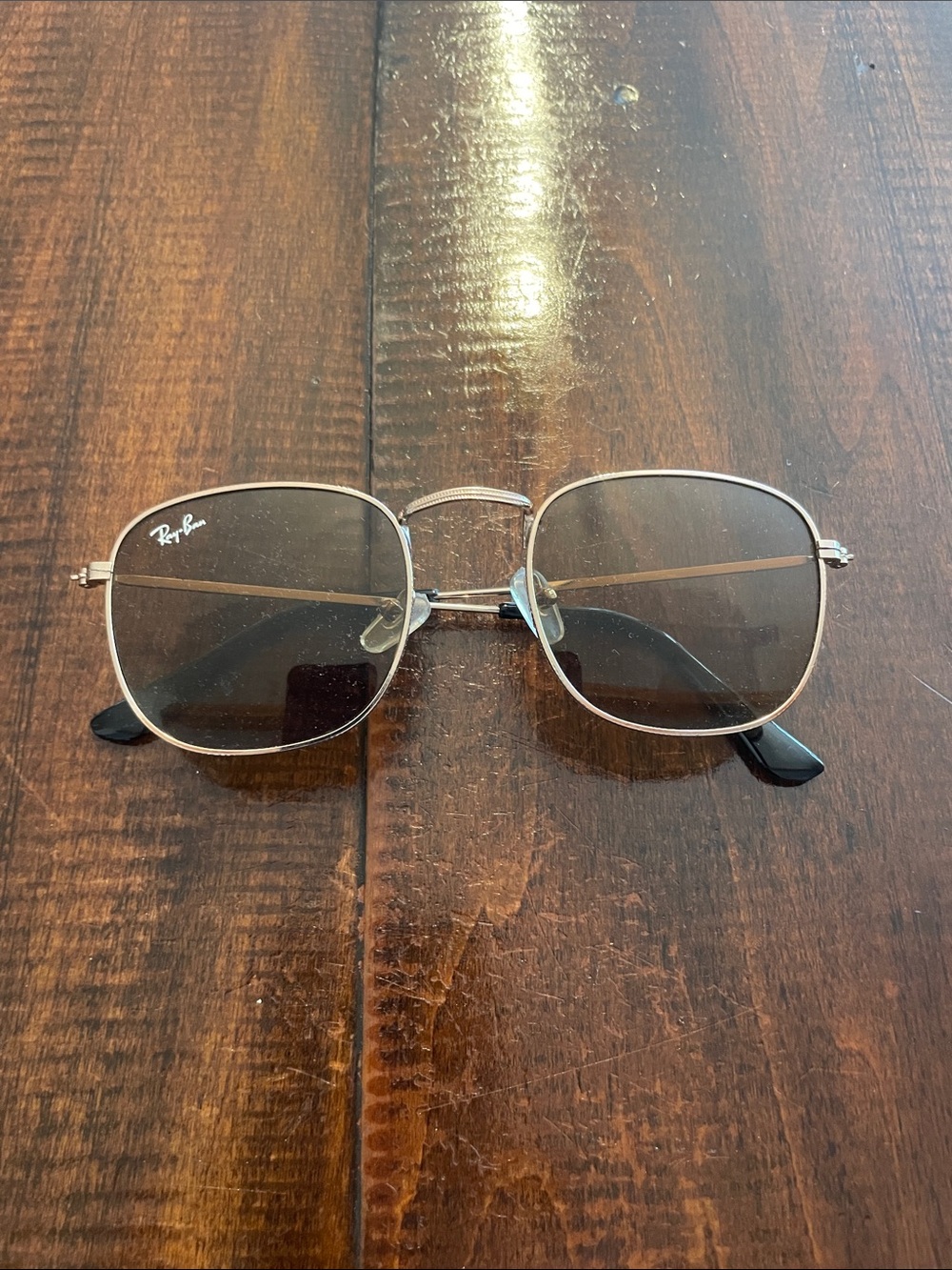Ray-Ban Men’s Silver Frame Brown Lens Square Sunglasses - Classic Metal